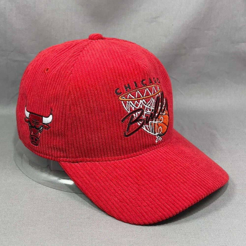 Chicago Bulls NBA Snapback Hat Cap 47 Brand Red Corduroy Golfer Retro Golf Mens - Picture 1 of 16